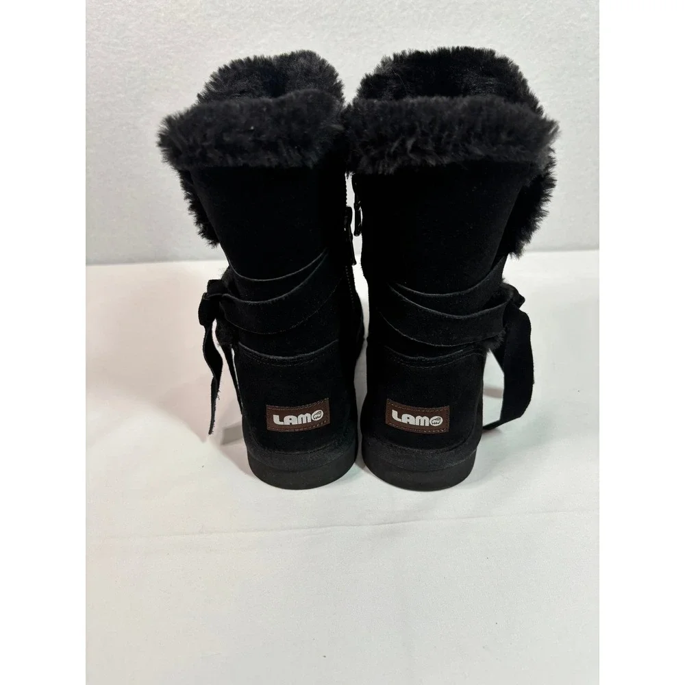 Lamo Women Black Suede Faux Fur Lined Mid-Calf Winter Boots Size 7 DFL50000660